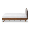 Baxton Studio Penelope Solid Walnut Wood Grey Upholstered King Size Platform Bed 131-7111